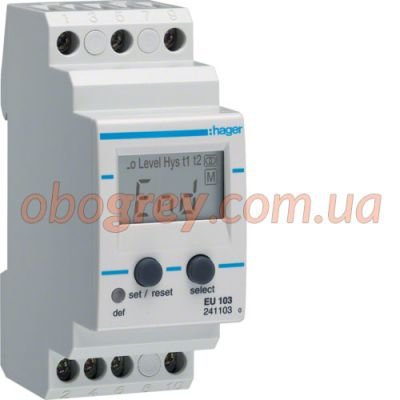 Реле контроля тока 1-фазное с встроенным амперметром Hager EU103