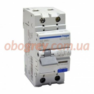 Дифференциальный автоматический выключатель, AD890J, 1P+N 4.5kA C-40A 30mA AC